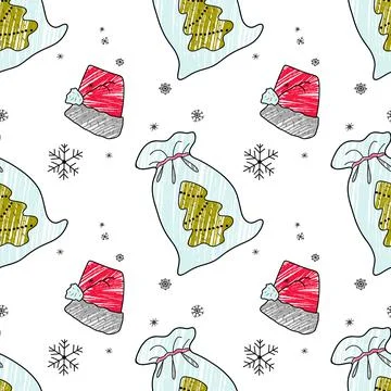 Vector pencil seamless pattern New Year s, Christmas gifts Stock Illustration
