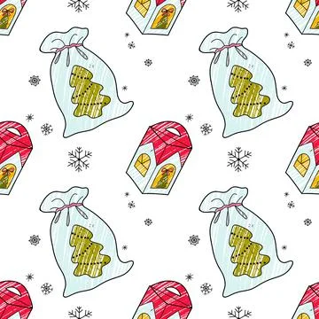 Vector pencil seamless pattern New Year s, Christmas gifts Stock Illustration
