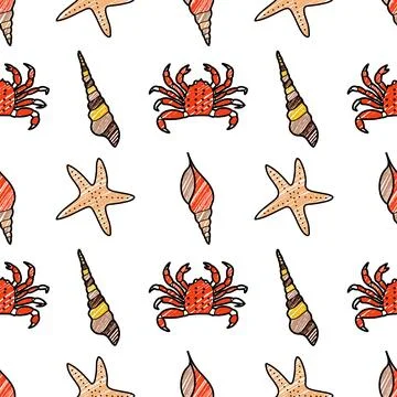 Vector pencil seamless pattern on the theme of sea cruise Stock Illustration