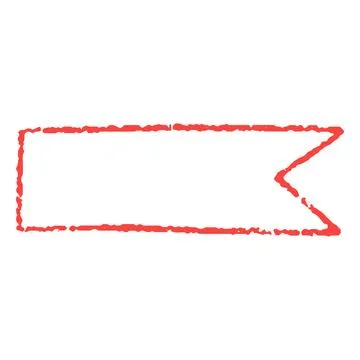 Vector pencil sketch of a blank flag with a red pencil frame, with forked ends. Stock Illustration