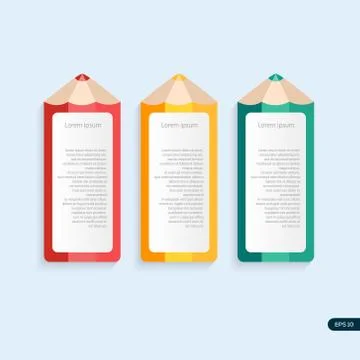 Vector pencil template with place for your content. Three pencils in differen Stock Illustration