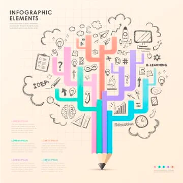 Vector pencil tree infographic elements Illustrazione stock