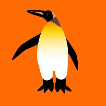 Vector penguin on the orange background Stock Illustration