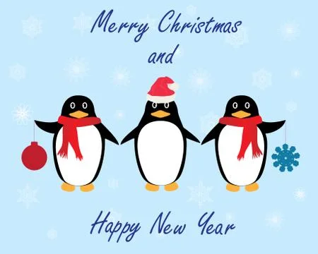Vector penguins winter Stock Illustration