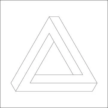 Vector Penrose Triangle Black Outline Stock Illustration