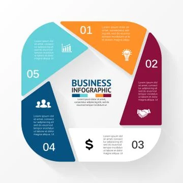 Vector pentagon infographic. Template for cycle diagram, graph, presentation and Stock Illustration