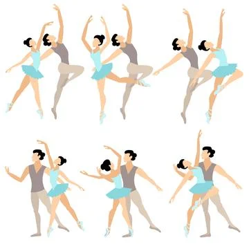 Vector people.  Ballet couple. Set of ballet couples. A ballet couple dance.. Stock Illustration