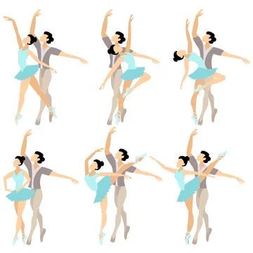 Vector people.  Ballet couple. Set of ballet couples. A ballet couple dance.. Illustrazione stock