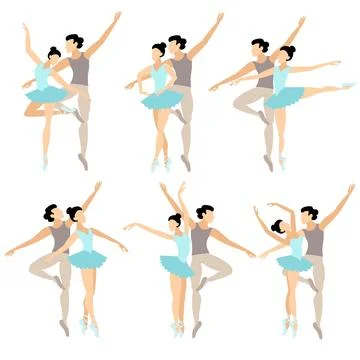 Vector people.  Ballet couple. Set of ballet couples. A cute ballet couple .. Stock Illustration