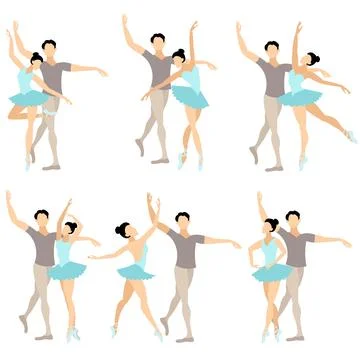 Vector people.  Ballet couple. Set of ballet couples. A beautiful ballet co.. Stock Illustration