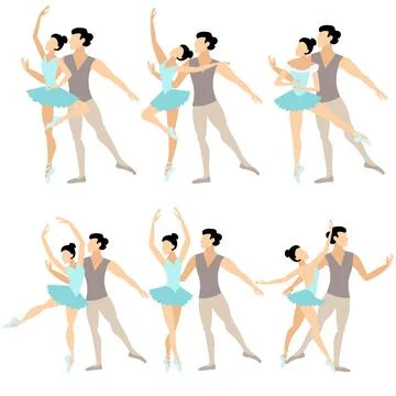 Vector people.  Ballet couple. Set of ballet couples. A ballet couple dance.. Stock Illustration