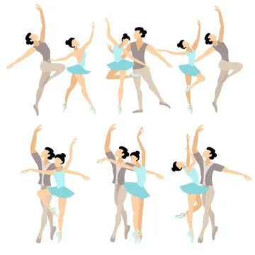 Vector people.  Ballet couple. Set of ballet couples. A man and a woman dan.. Stock Illustration