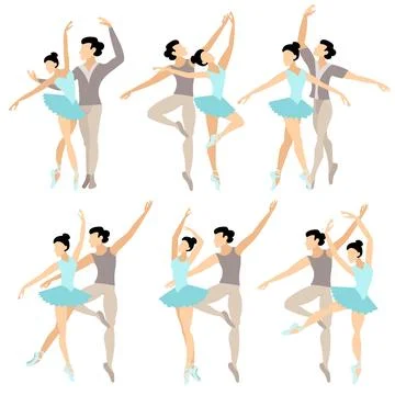 Vector people.  Ballet couple. Set of ballet couples. An adult man and woma.. Stock Illustration