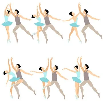Vector people.  Ballet couple. Set of ballet couples. An adult man and woma.. Stock Illustration