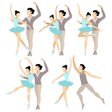 Vector people. Ballet couple. Set of ballet couples. A graceful man and wom.. Stock Illustration