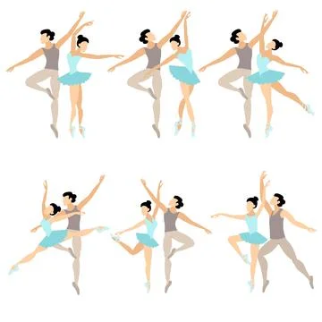 Vector people.  Ballet couple. Set of ballet couples. A graceful man and wo.. Stock Illustration