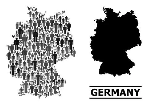Vector People Collage Map of Germany and Solid Map Illustrazione stock