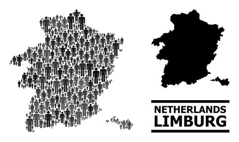 Vector People Collage Map of Limburg Province and Solid Map Illustrazione stock