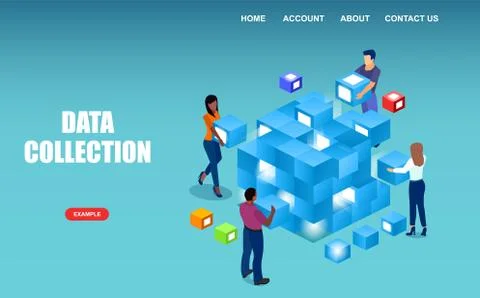 Vector of people collecting big data. Stock Illustration