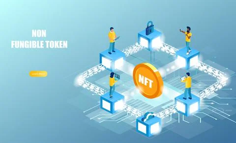 Vector of people creating and selling NFT Stock Illustration