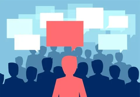 Vector of a people crowd communicating with one person having a different opi Stock Illustration
