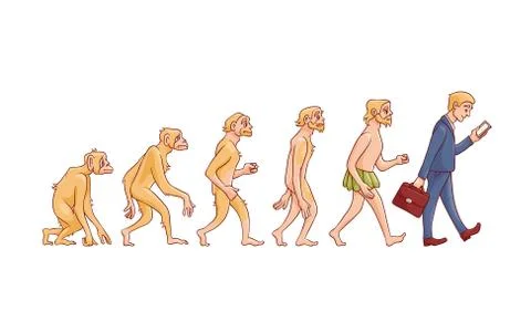 Vector people evolution from monkey to business Illustrazione stock