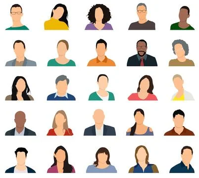Vector people faces avatars and users collection - Set of illustrations with pro Stock Illustration