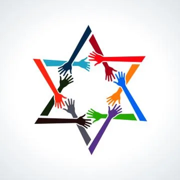 Vector People Hands in a David Star Stock Illustration