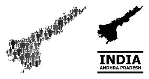 Vector People Mosaic Map of Andhra Pradesh State and Solid Map Stockillustratie