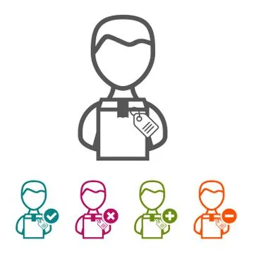 Vector People with Package icons in thin line Style and flat Design. Illustrazione stock