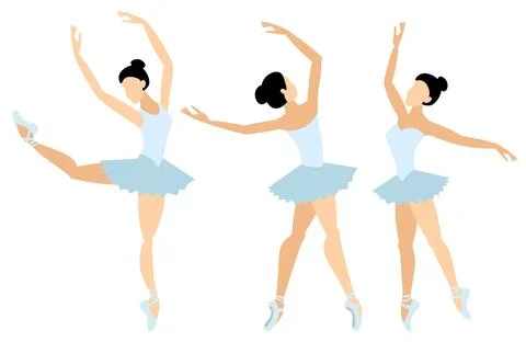 Vector people. Performance of ballet dancers. A cute ballerina in a blue tu.. Stock Illustration