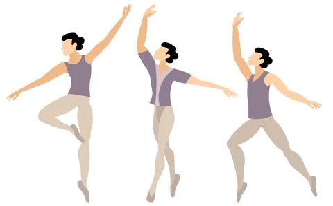 Vector people. Performance of ballet dancers. A man dances classical ballet.. Stock Illustration