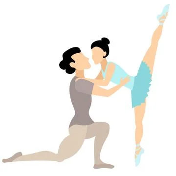 Vector people. Performance of ballet dancers. Ballet couple. A man and a wo.. Illustrazione stock