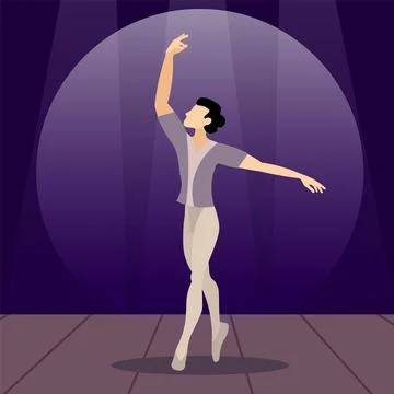 Vector people. Performance of ballet dancers. Man dancing ballet on stage. .. Stock Illustration