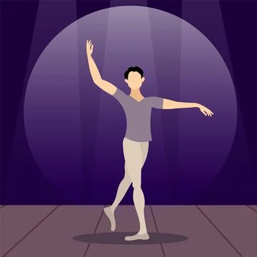 Vector people. Performance of ballet dancers. A man dances classical ballet.. Stock Illustration