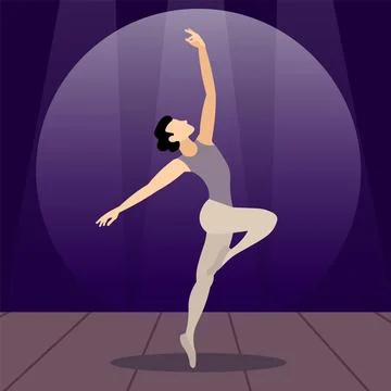 Vector people. Performance of ballet dancers. An adult man dances ballet on.. Stock Illustration