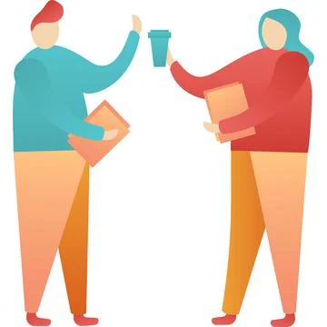 Vector people talk during coffee break icon Stock Illustration