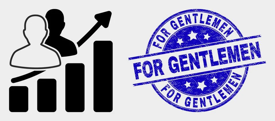 Vector People Trend Chart Icon and Grunge For Gentlemen Stamp Illustrazione stock