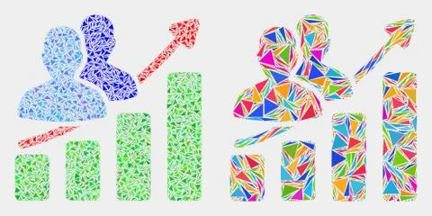 Vector People Trend Chart Mosaic Icon of Triangle Items Illustrazione stock