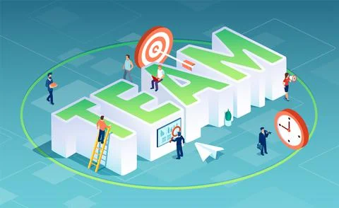 Vector of people working together building a team Stock Illustration
