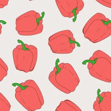 Vector pepper seamless pattern. Red background vegetables Stock Illustration