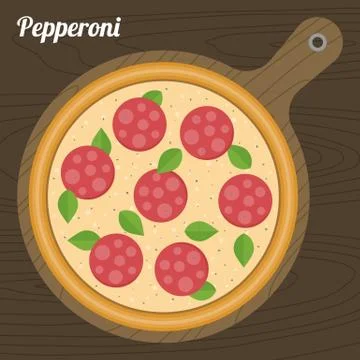 Vector pepperoni pizza, flat design Stock Illustration