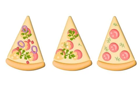 Vector pepperoni pizza slice. Fast food Illustration Stock Illustration
