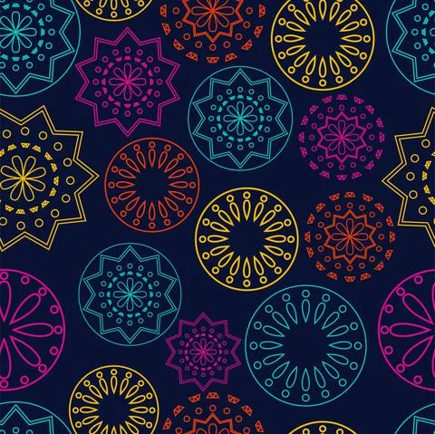Vector. Perforated bright patterns Papel Picado pattern on a colored Stock Illustration