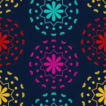 Vector. Perforated bright patterns Papel Picado pattern on a colored Stock Illustration