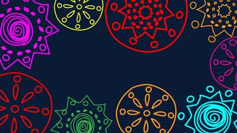Vector. Perforated colored pattern, hand-drawn Papel Picado pattern. Stock Illustration