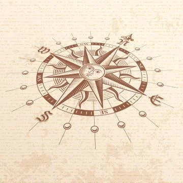 Vector Perspective Compass Rose Stock Illustration