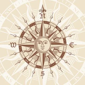 Vector Perspective Compass Rose Stock Illustration