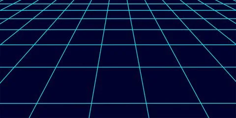 Vector perspective grid. Digital cyberspace. Network connection structure. .. Stock Illustration