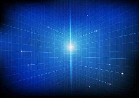 Vector : Perspective grid network on blue background Stock Illustration